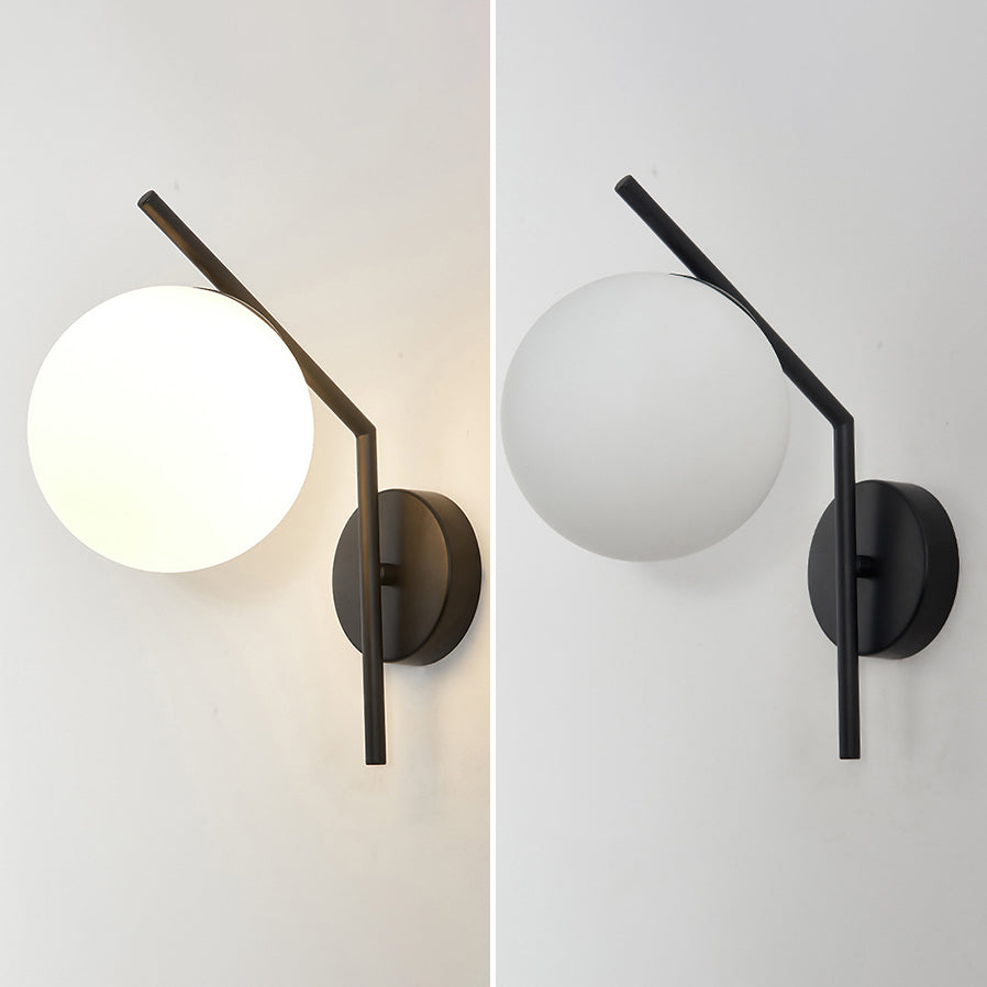 Simplicity 1-Bulb Sconce Light Living Room Glass Ball Wall Light Fixture