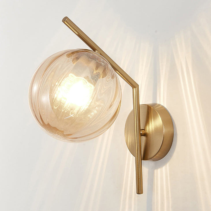 Simplicity 1-Bulb Sconce Light Living Room Glass Ball Wall Light Fixture