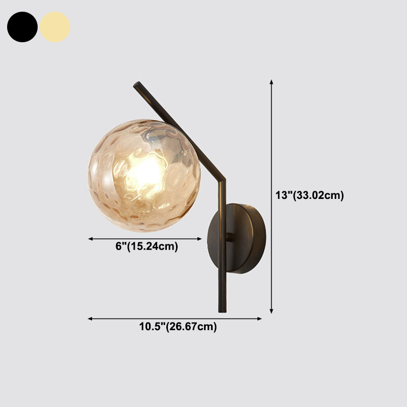 Simplicity 1-Bulb Sconce Light Living Room Glass Ball Wall Light Fixture