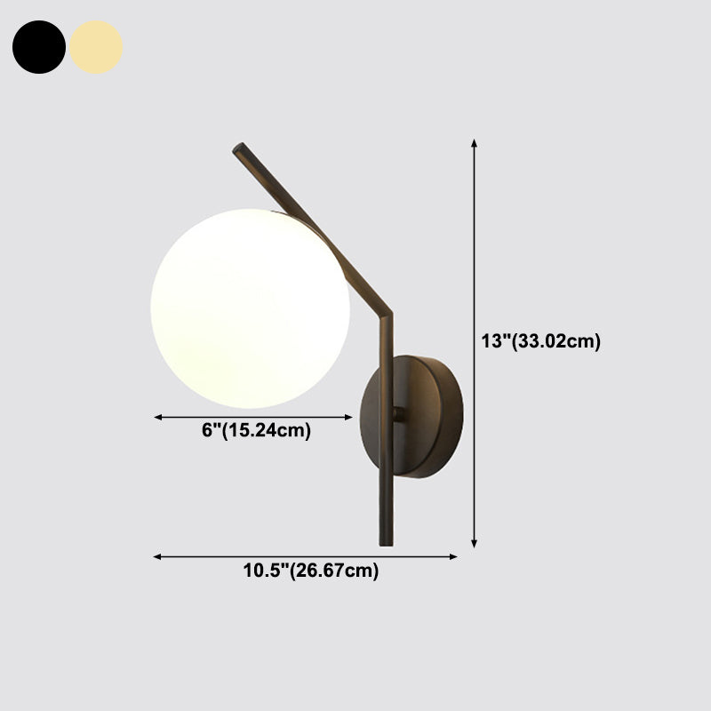 Simplicity 1-Bulb Sconce Light Living Room Glass Ball Wall Light Fixture