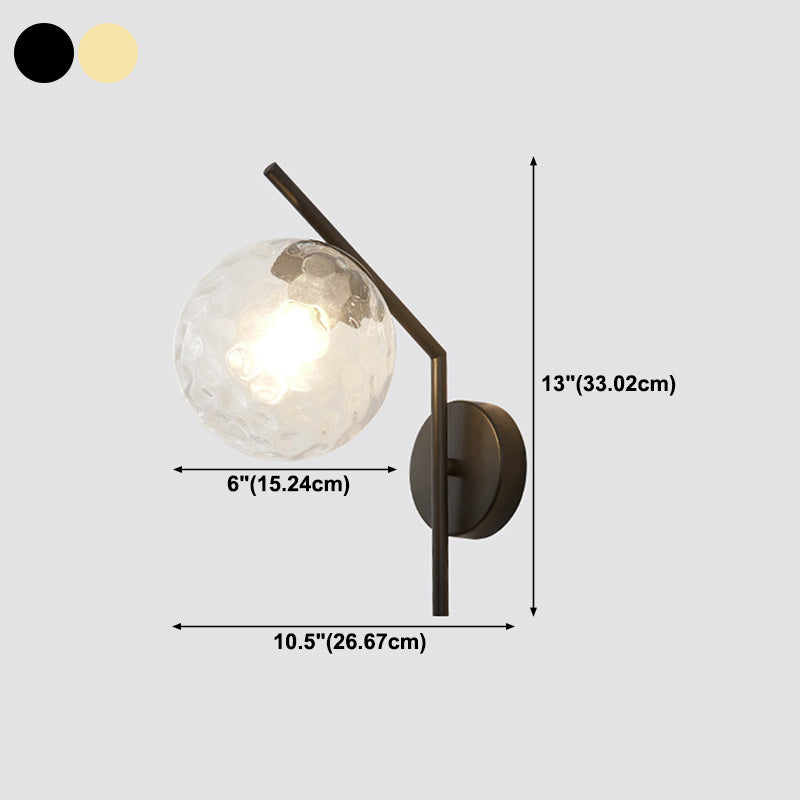 Simplicity 1-Bulb Sconce Light Living Room Glass Ball Wall Light Fixture