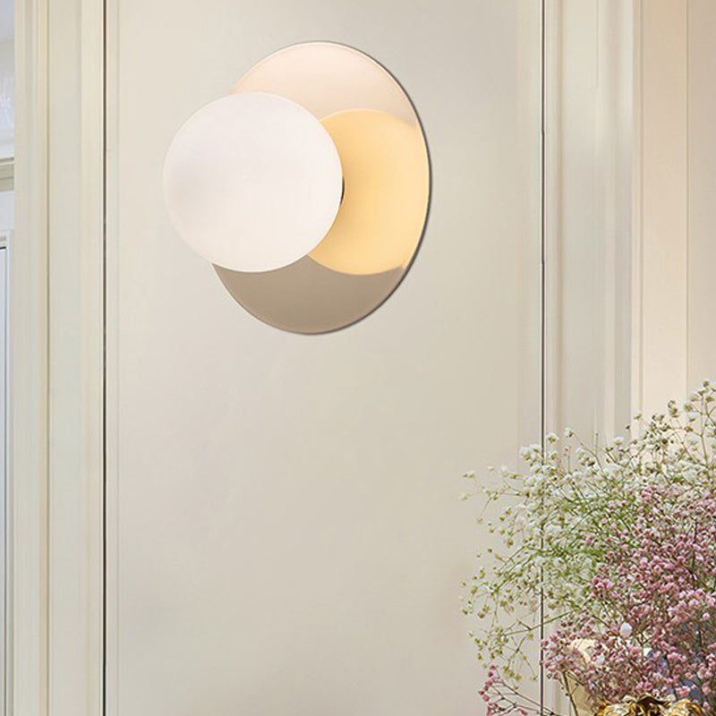 Nordic Style Wall Sconce White Glass Globe Wall Mounted Light for Living Room