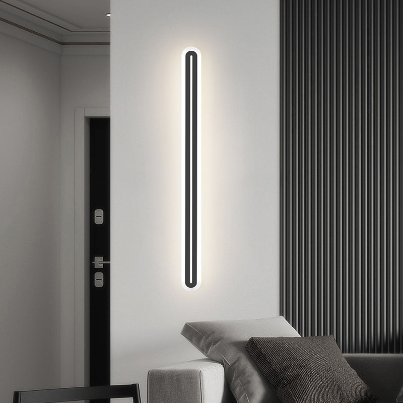 Metall lineare Form Wandlicht moderner Stil 1-Licht-Wandmontageleuchte in Schwarz