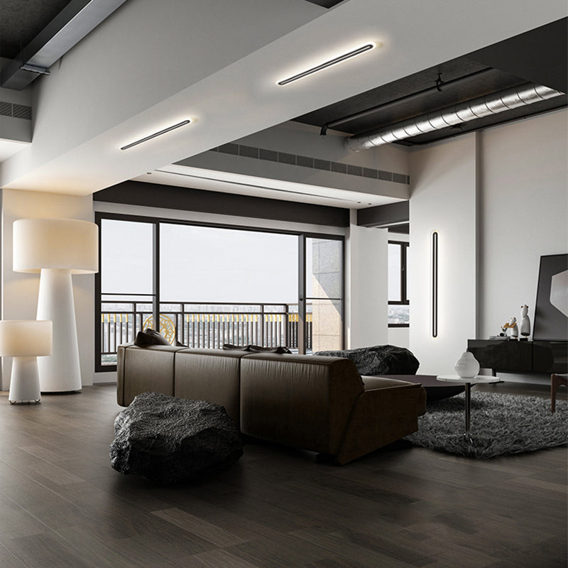 Metall lineare Form Wandlicht moderner Stil 1-Licht-Wandmontageleuchte in Schwarz