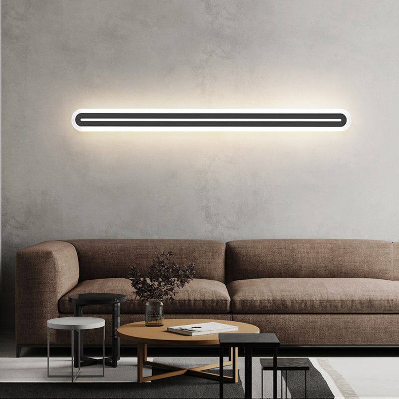 Metall lineare Form Wandlicht moderner Stil 1-Licht-Wandmontageleuchte in Schwarz