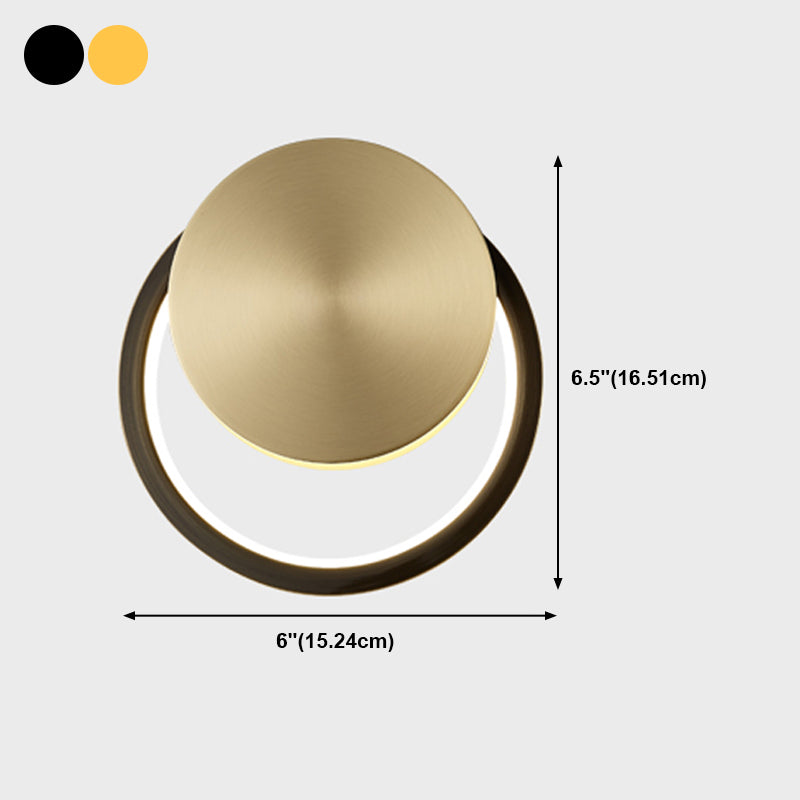 Metal Round Shape Wall Light Modern Style 1 Light Wall Mounted Light Fixtures
