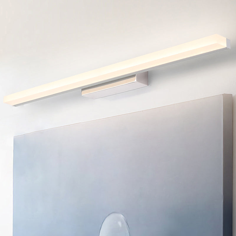 Linear Shape Vanity Light Modern Metal 1 Light LED Mirror Light for Bathroom in Silver