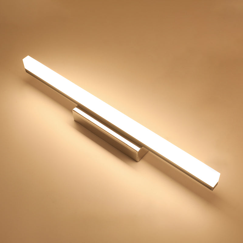 Linear Shape Vanity Light Modern Metal 1 Light LED Mirror Light for Bathroom in Silver