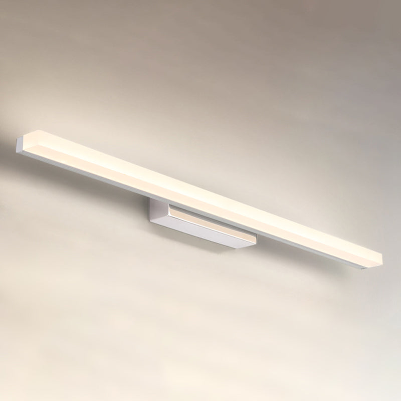 Linear Shape Vanity Light Modern Metal 1 Light LED Mirror Light for Bathroom in Silver