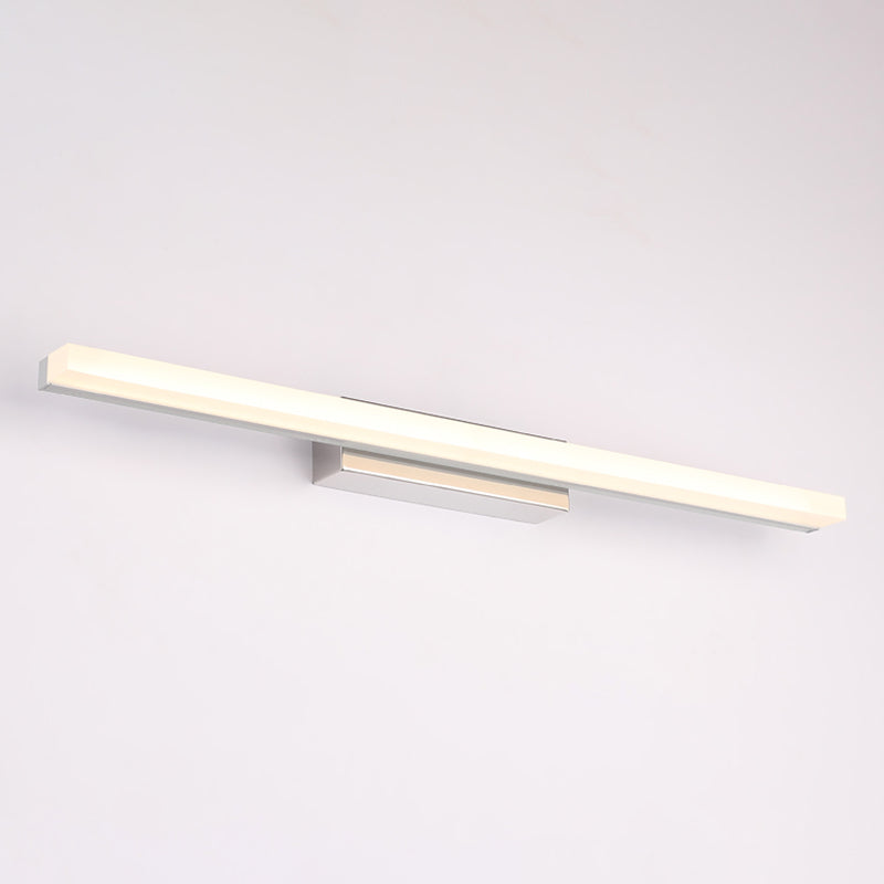 Linear Shape Vanity Light Modern Metal 1 Light LED Mirror Light for Bathroom in Silver