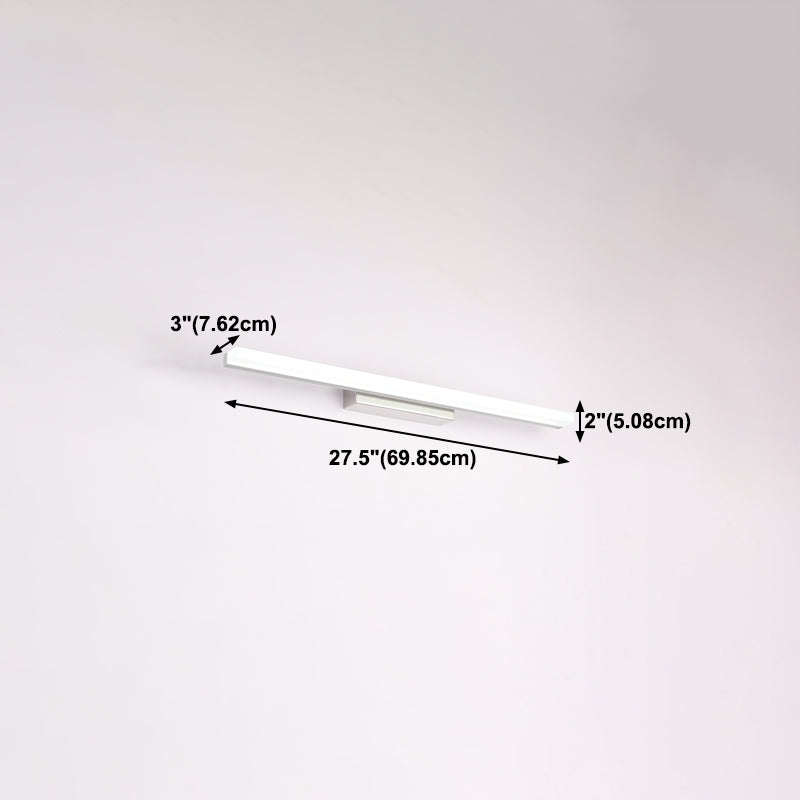 Linear Shape Vanity Light Modern Metal 1 Light LED Mirror Light for Bathroom in Silver