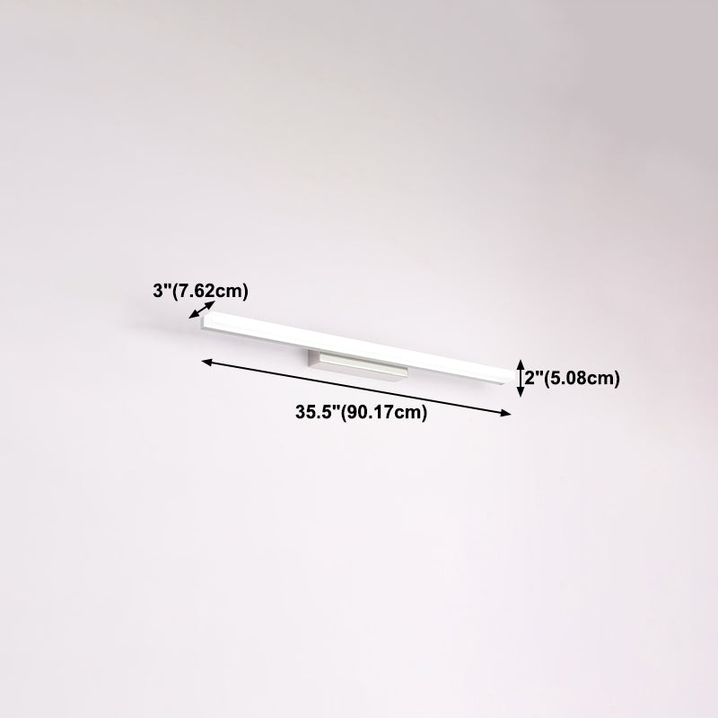 Linear Shape Vanity Light Modern Metal 1 Light LED Mirror Light for Bathroom in Silver