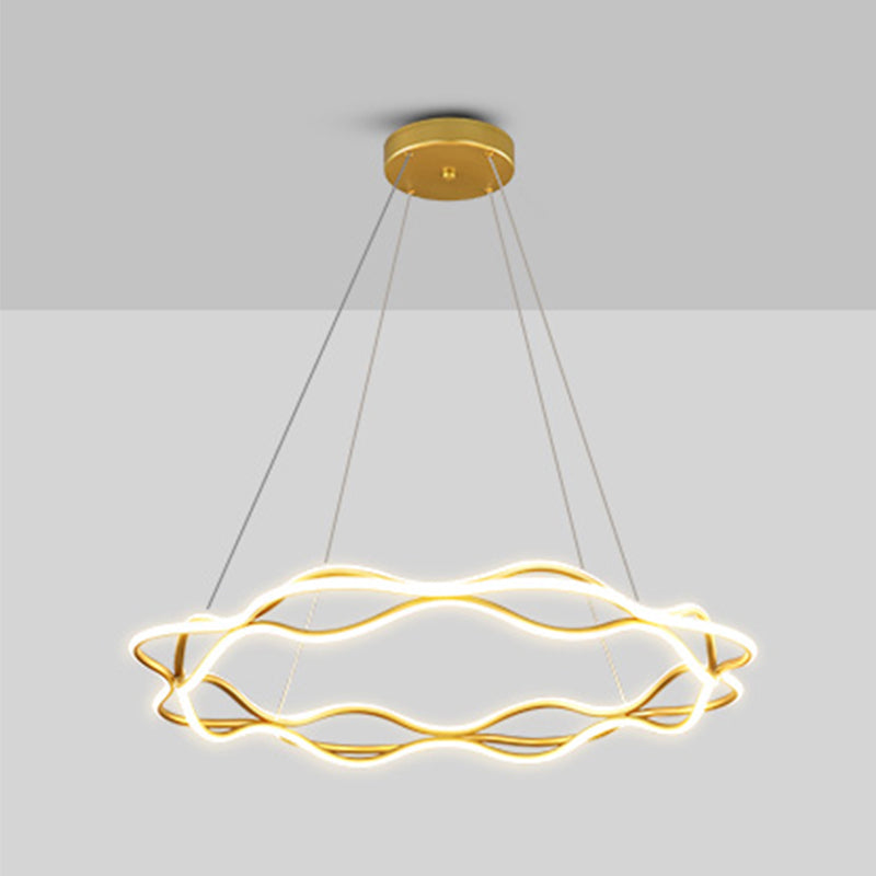 Lustres à lustre à LED moderne lampe de lustre linéaire de salon en or