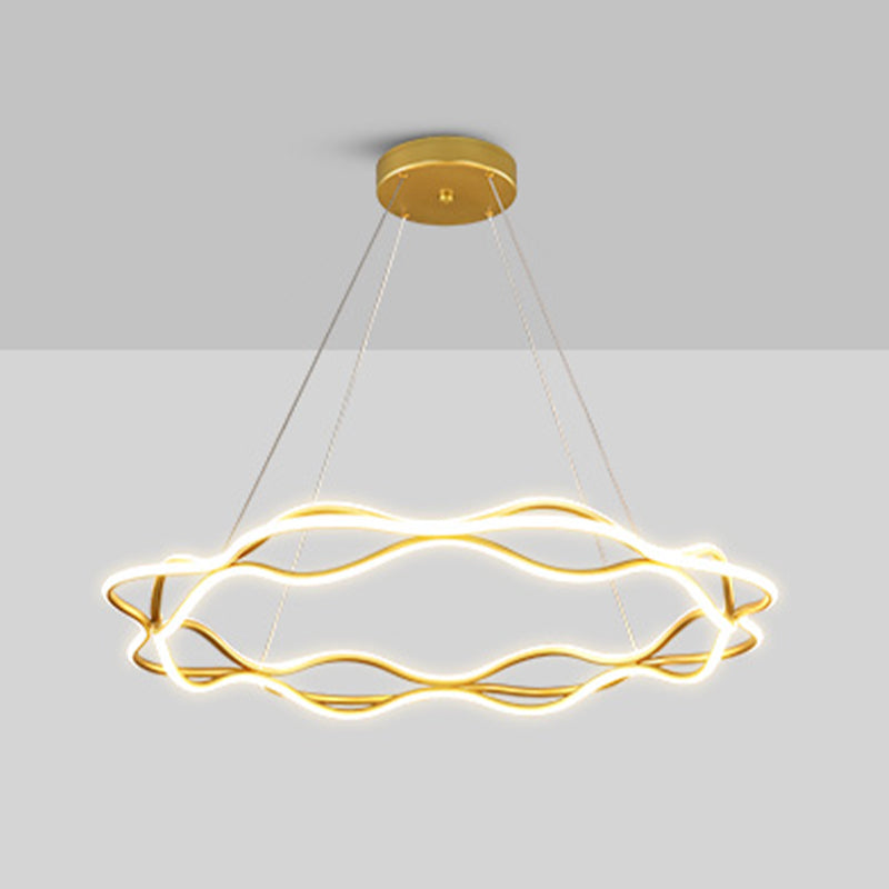 Moderne LED -Kronleuchter -Beleuchtungskörper Wohnzimmer Lineare Kronleuchterlampe in Gold