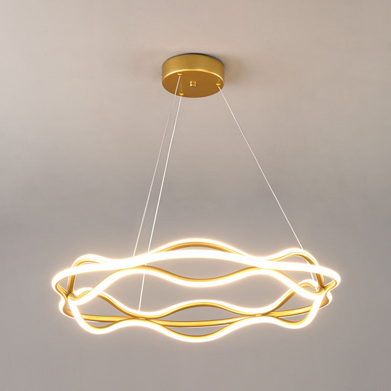 Moderne LED -Kronleuchter -Beleuchtungskörper Wohnzimmer Lineare Kronleuchterlampe in Gold