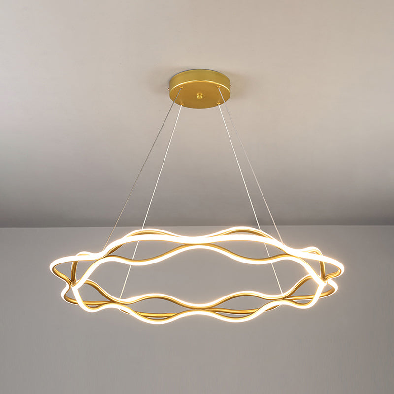 Moderne LED -Kronleuchter -Beleuchtungskörper Wohnzimmer Lineare Kronleuchterlampe in Gold