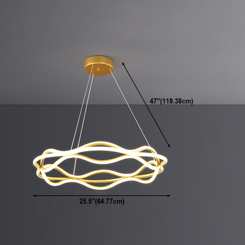 Moderne LED -Kronleuchter -Beleuchtungskörper Wohnzimmer Lineare Kronleuchterlampe in Gold