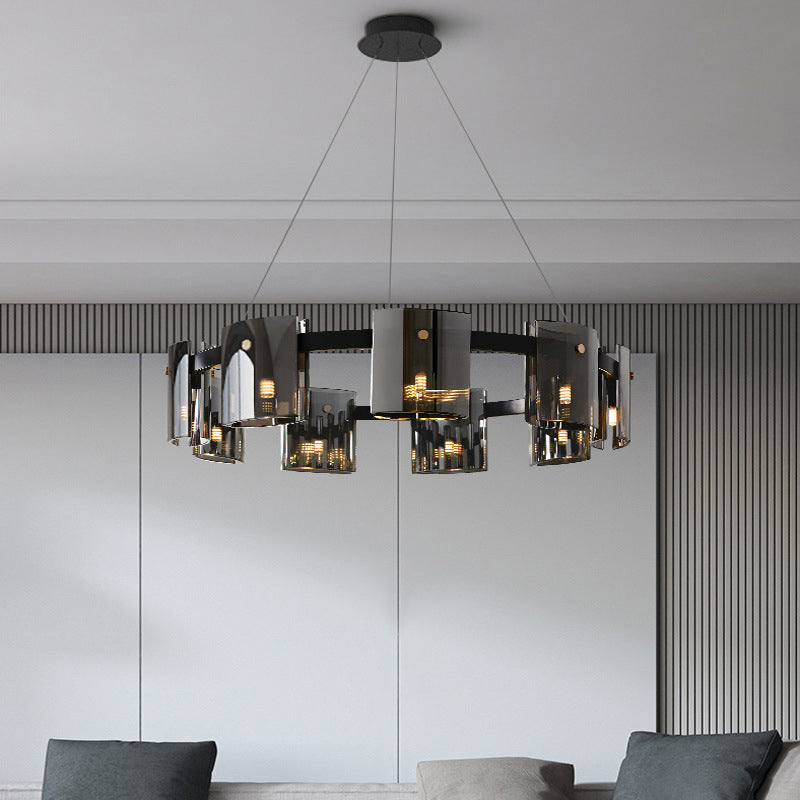 Moderner Kronleuchter helles Glas Metall Anhänger Licht für Wohnzimmer