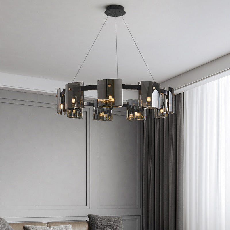 Moderner Kronleuchter helles Glas Metall Anhänger Licht für Wohnzimmer