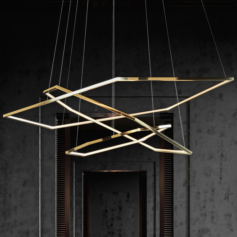3 lumières Polygon Shade Hanging Light Modern Style Pendante Metal Pendante pour salle à manger
