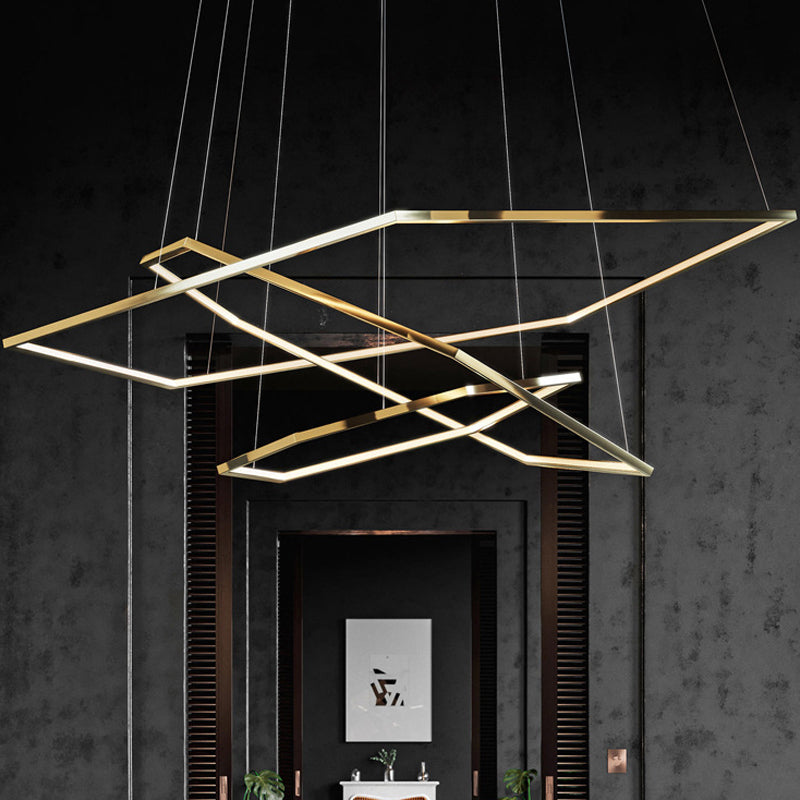 3 lumières Polygon Shade Hanging Light Modern Style Pendante Metal Pendante pour salle à manger