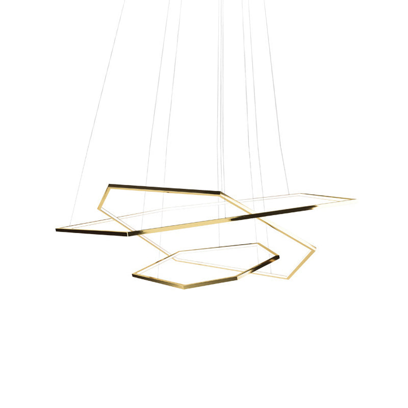 3 lumières Polygon Shade Hanging Light Modern Style Pendante Metal Pendante pour salle à manger