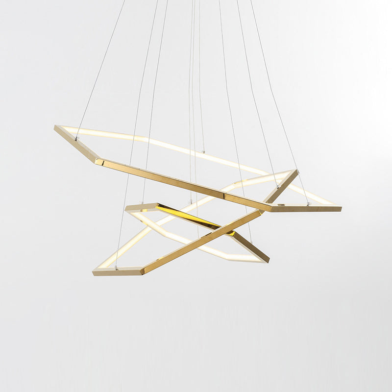 3 lumières Polygon Shade Hanging Light Modern Style Pendante Metal Pendante pour salle à manger