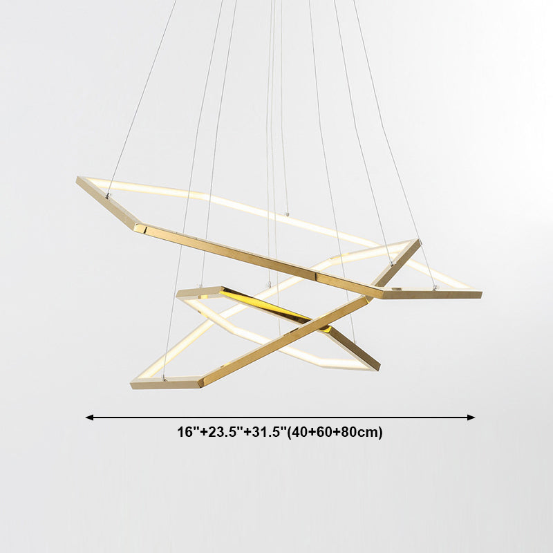 3 lumières Polygon Shade Hanging Light Modern Style Pendante Metal Pendante pour salle à manger