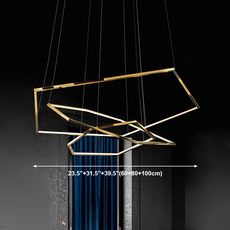 3 lumières Polygon Shade Hanging Light Modern Style Pendante Metal Pendante pour salle à manger