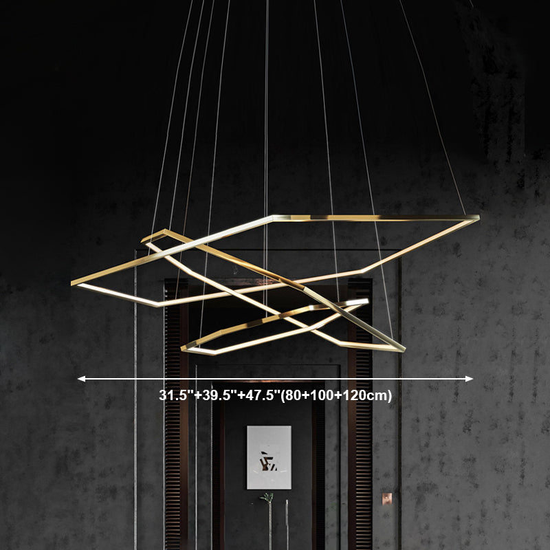 3 lumières Polygon Shade Hanging Light Modern Style Pendante Metal Pendante pour salle à manger