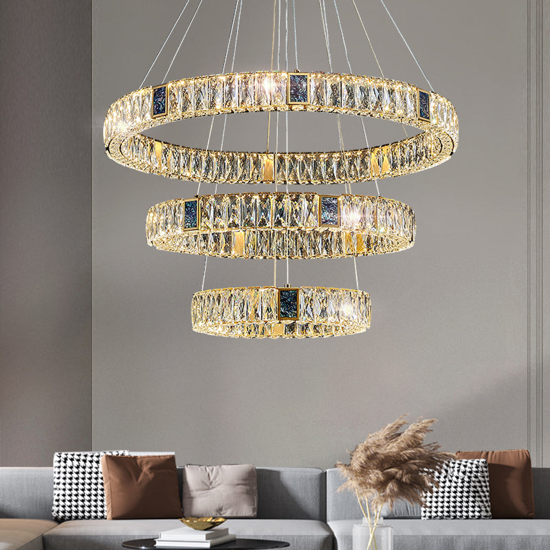 Round Shade Hanging Light Modern Style Crystal Pendant Light for Dining Room