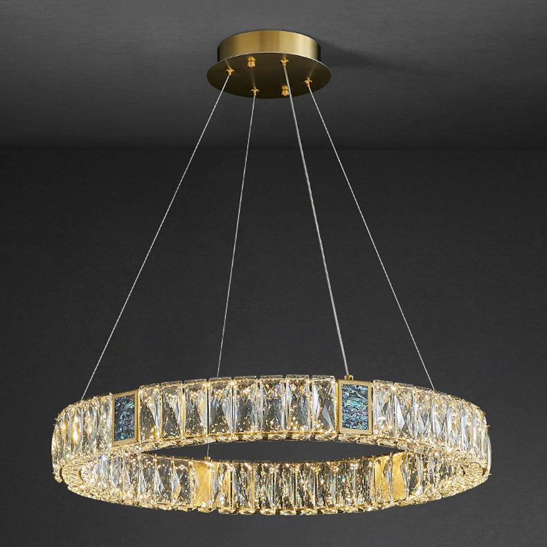 Round Shade Hanging Light Modern Style Crystal Pendant Light for Dining Room