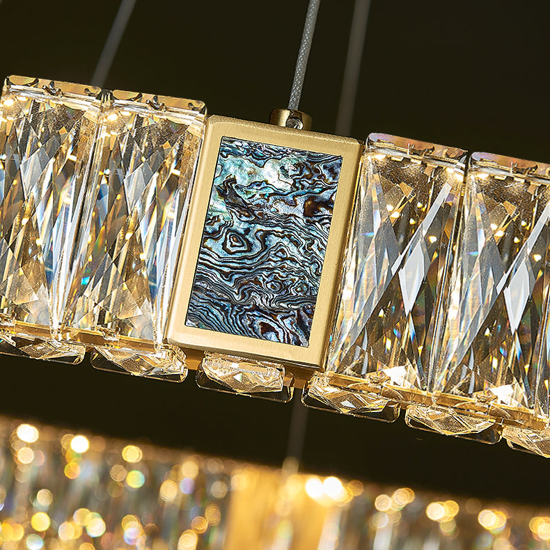 Round Shade Hanging Light Modern Style Crystal Pendant Light for Dining Room