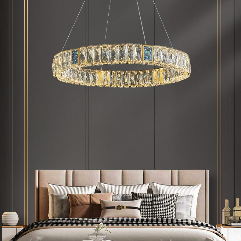 Round Shade Hanging Light Modern Style Crystal Pendant Light for Dining Room