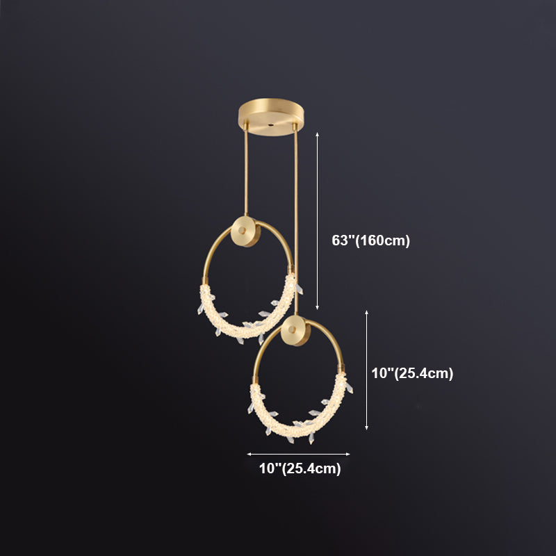 Kupferring -Anhänger Lichtkristall zeitgenössische LED Hängende Leuchten