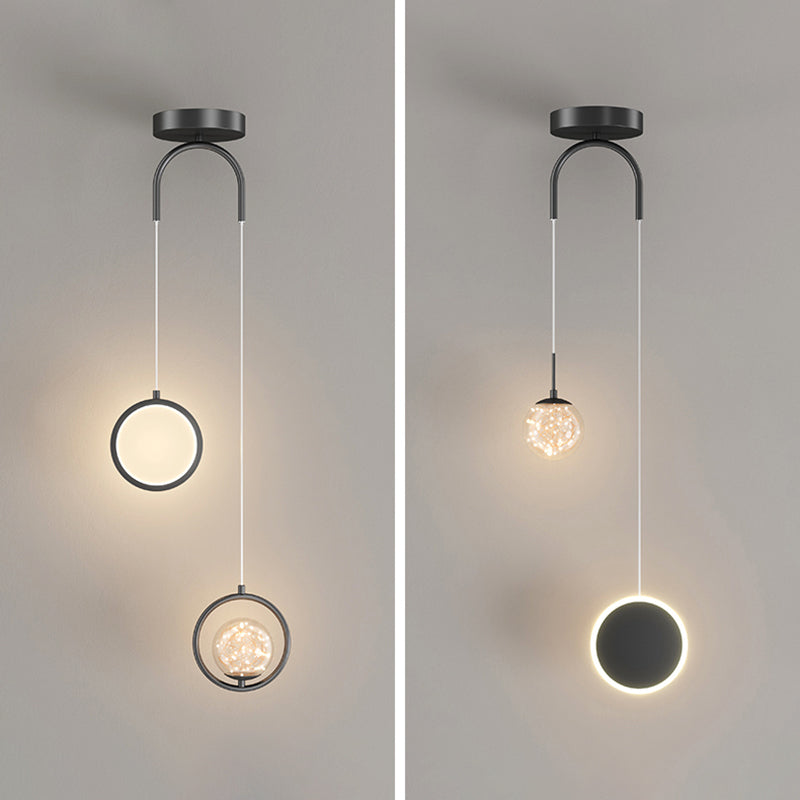 Kugelförmige Form des zeitgenössischen Stils Anhänger Lichter Metall 2 hängende Lampen