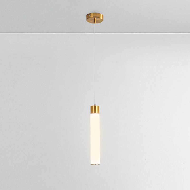 Zeitgenössischer Stil Zylinderform Pendelleuchte Leuchte Metall 1 Lichthängerlampe in Gold