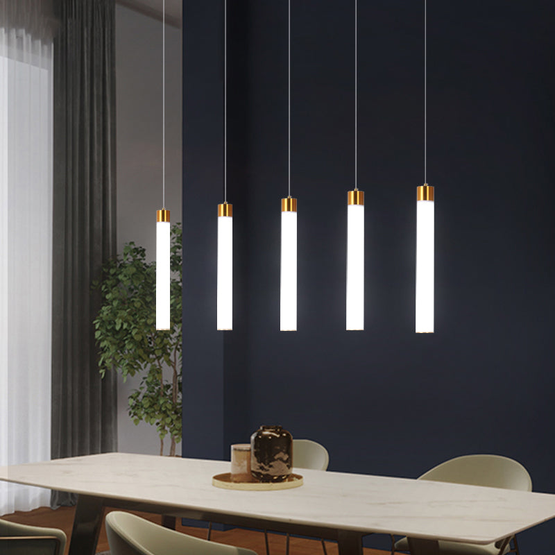 Zeitgenössischer Stil Zylinderform Pendelleuchte Leuchte Metall 1 Lichthängerlampe in Gold