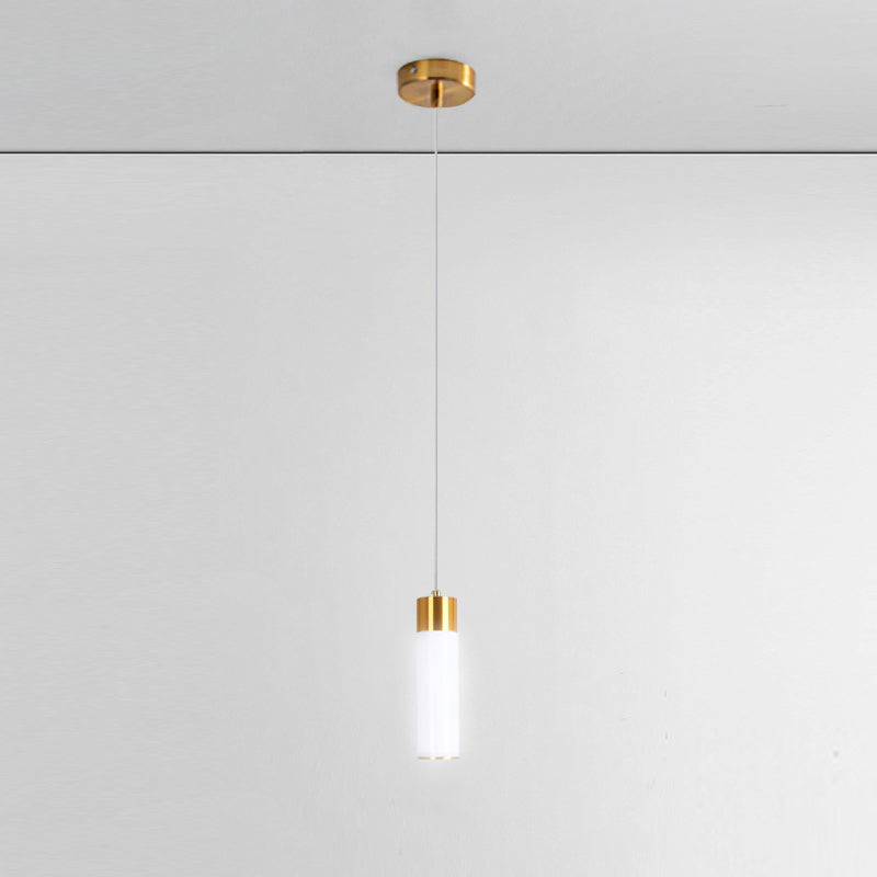 Zeitgenössischer Stil Zylinderform Pendelleuchte Leuchte Metall 1 Lichthängerlampe in Gold