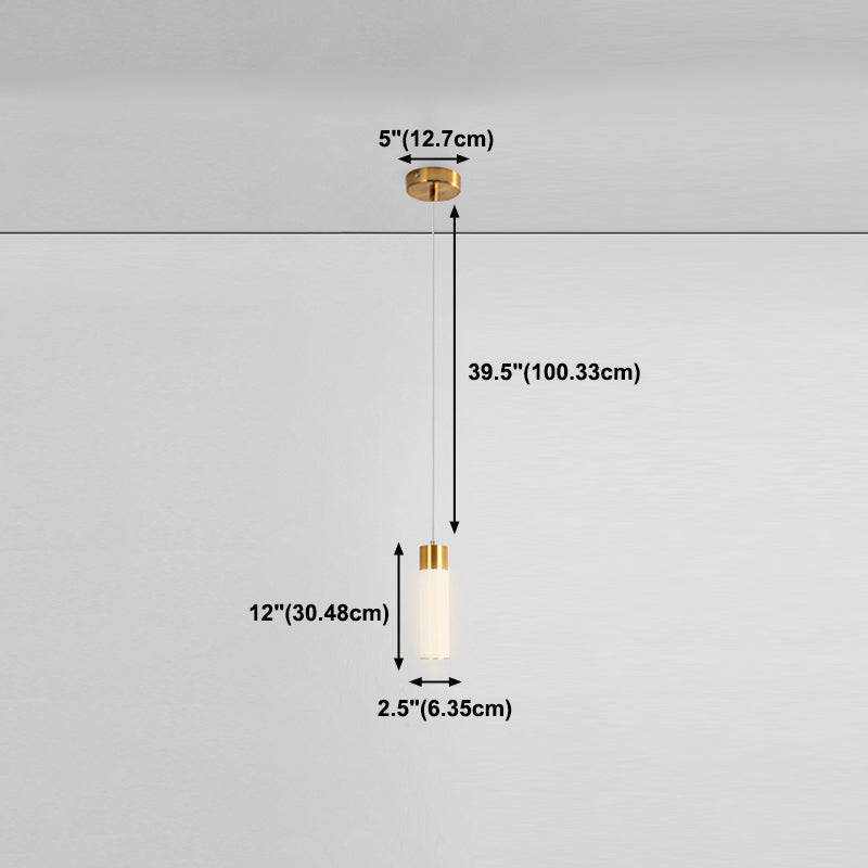Zeitgenössischer Stil Zylinderform Pendelleuchte Leuchte Metall 1 Lichthängerlampe in Gold