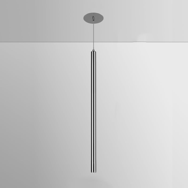 Zeitgenössischer Stil Zylinderform Pendelleuchte Leuchtmetall 1 Leichte Hanglampe in Silber