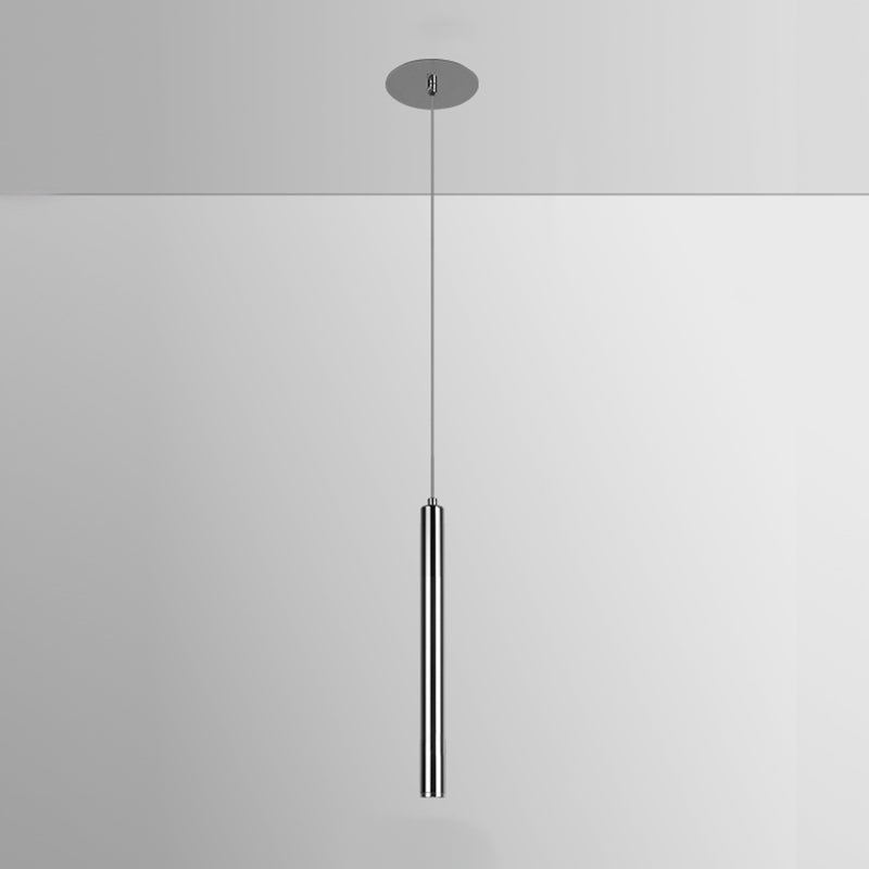 Zeitgenössischer Stil Zylinderform Pendelleuchte Leuchtmetall 1 Leichte Hanglampe in Silber