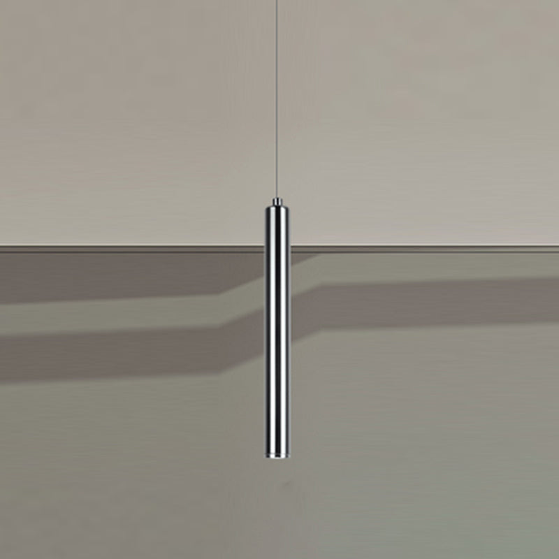 Zeitgenössischer Stil Zylinderform Pendelleuchte Leuchtmetall 1 Leichte Hanglampe in Silber