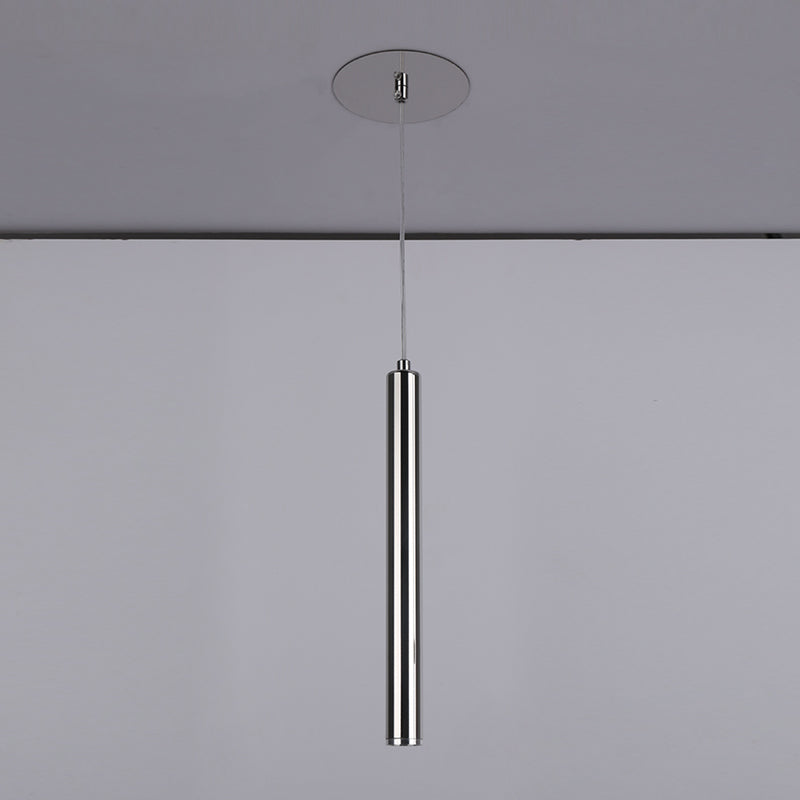 Zeitgenössischer Stil Zylinderform Pendelleuchte Leuchtmetall 1 Leichte Hanglampe in Silber
