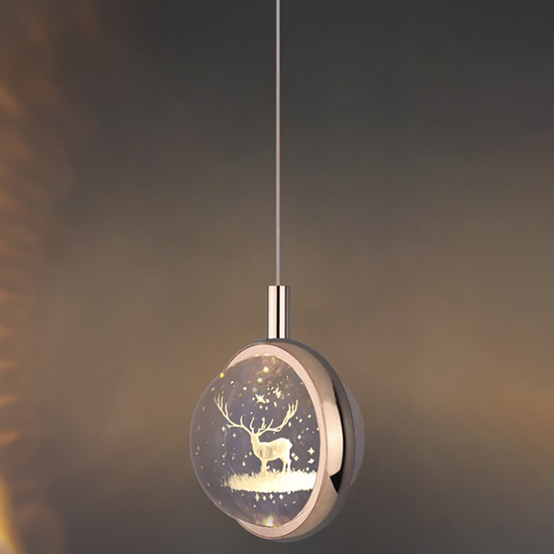 1-Light Modern Crystal Pendant Light Globe LED Hanging Pendant for Bedroom