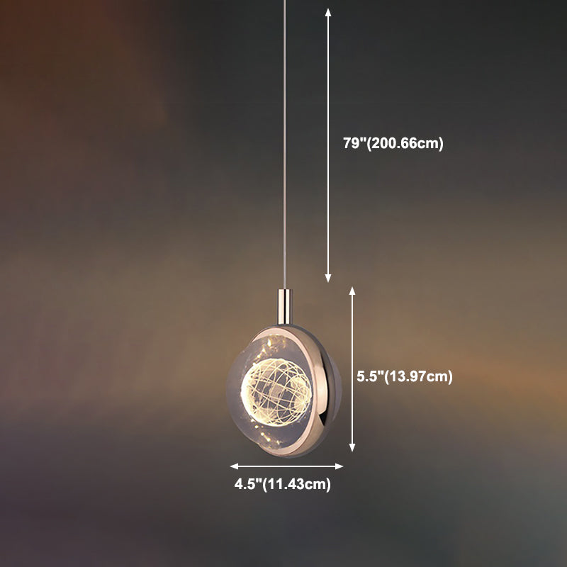 1-Light Modern Crystal Pendant Light Globe LED Hanging Pendant for Bedroom