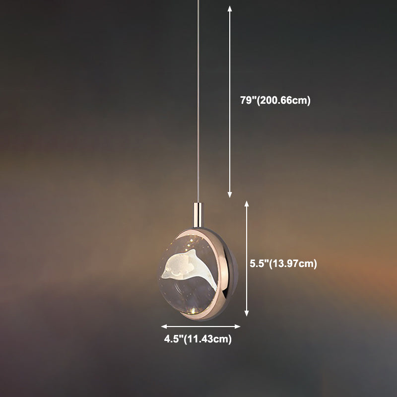 1-Light Modern Crystal Pendant Light Globe LED Hanging Pendant for Bedroom