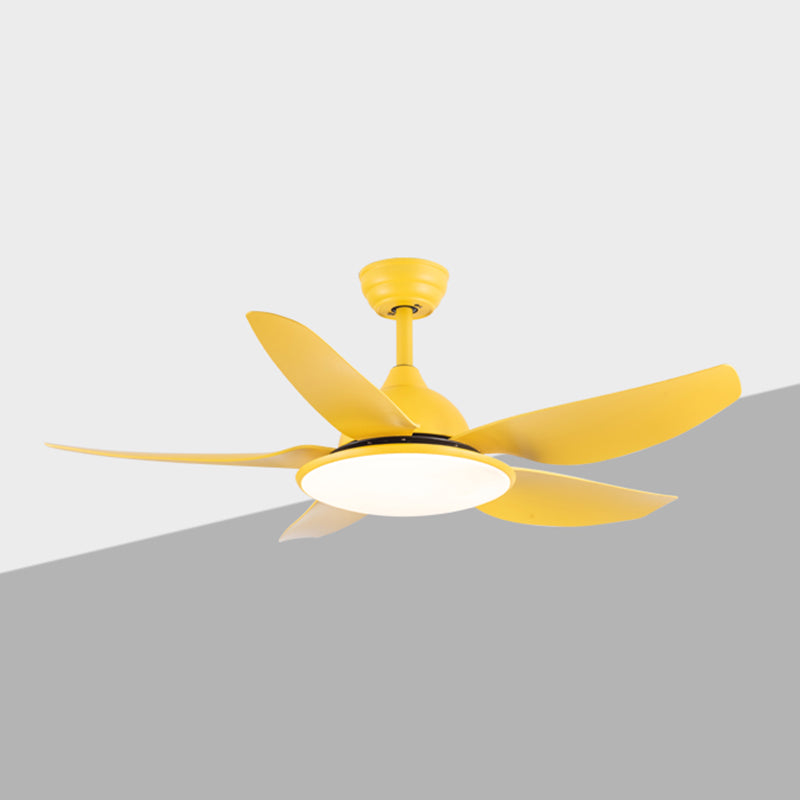 Kids Style Round Ceiling Fan Light Metal 1 Light LED Flush Light for Bedroom