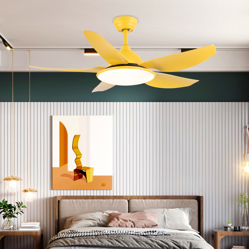 Kids Style Round Ceiling Fan Light Metal 1 Light LED Flush Light for Bedroom