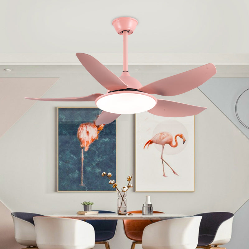 Kids Style Round Ceiling Fan Light Metal 1 Light LED Flush Light for Bedroom